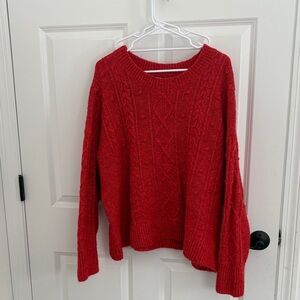 Old Navy Vibrant Red Cable Knit Sweater